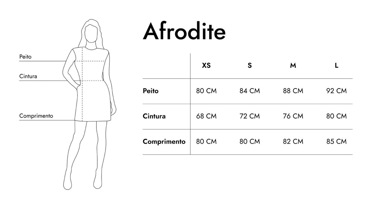 Guia de tamanhos de Afrodite