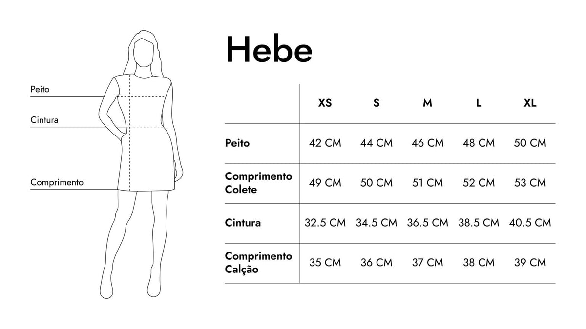 Guia de tamanhos de Hebe - Set