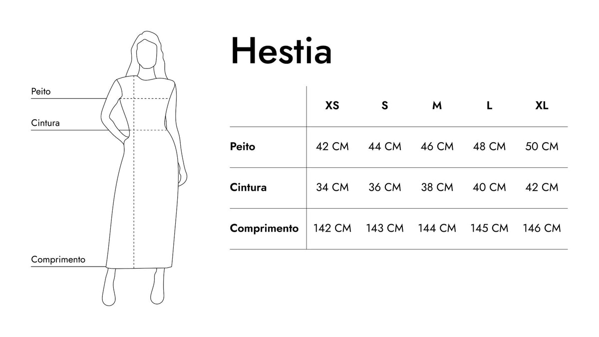Guia de tamanhos de Hestia