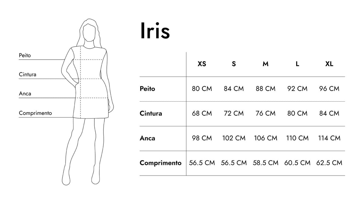 Guia de tamanhos de Iris
